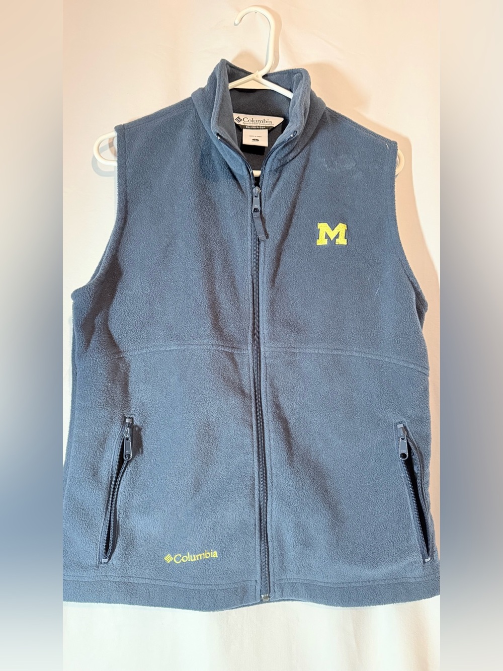 Columbia Michigan Wolverines Women’s Large Blue Fleece Full Zip Vest U of M